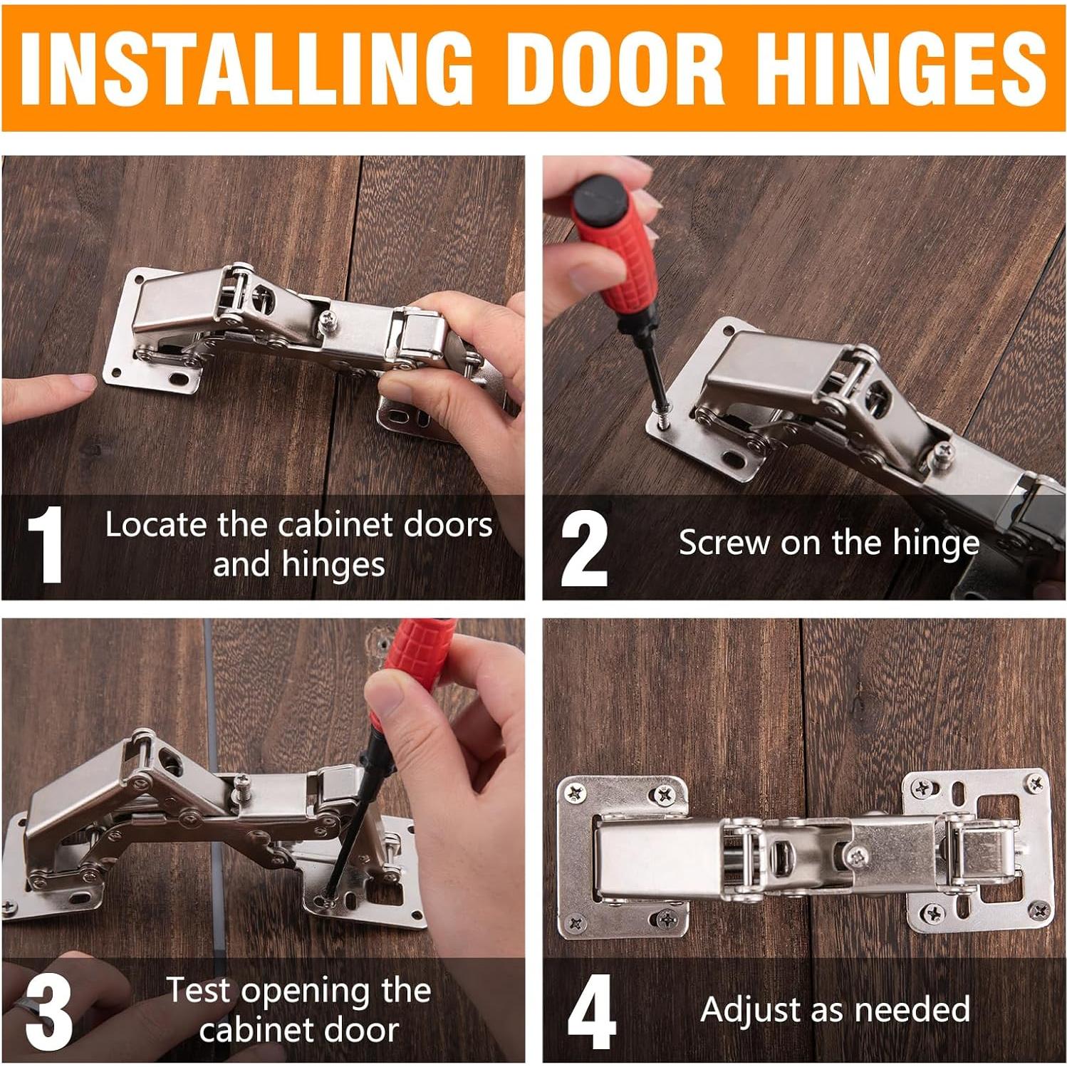 2 Bisagras de Puerta Ocultas 170° CAMBIO MOORE para Gabinete