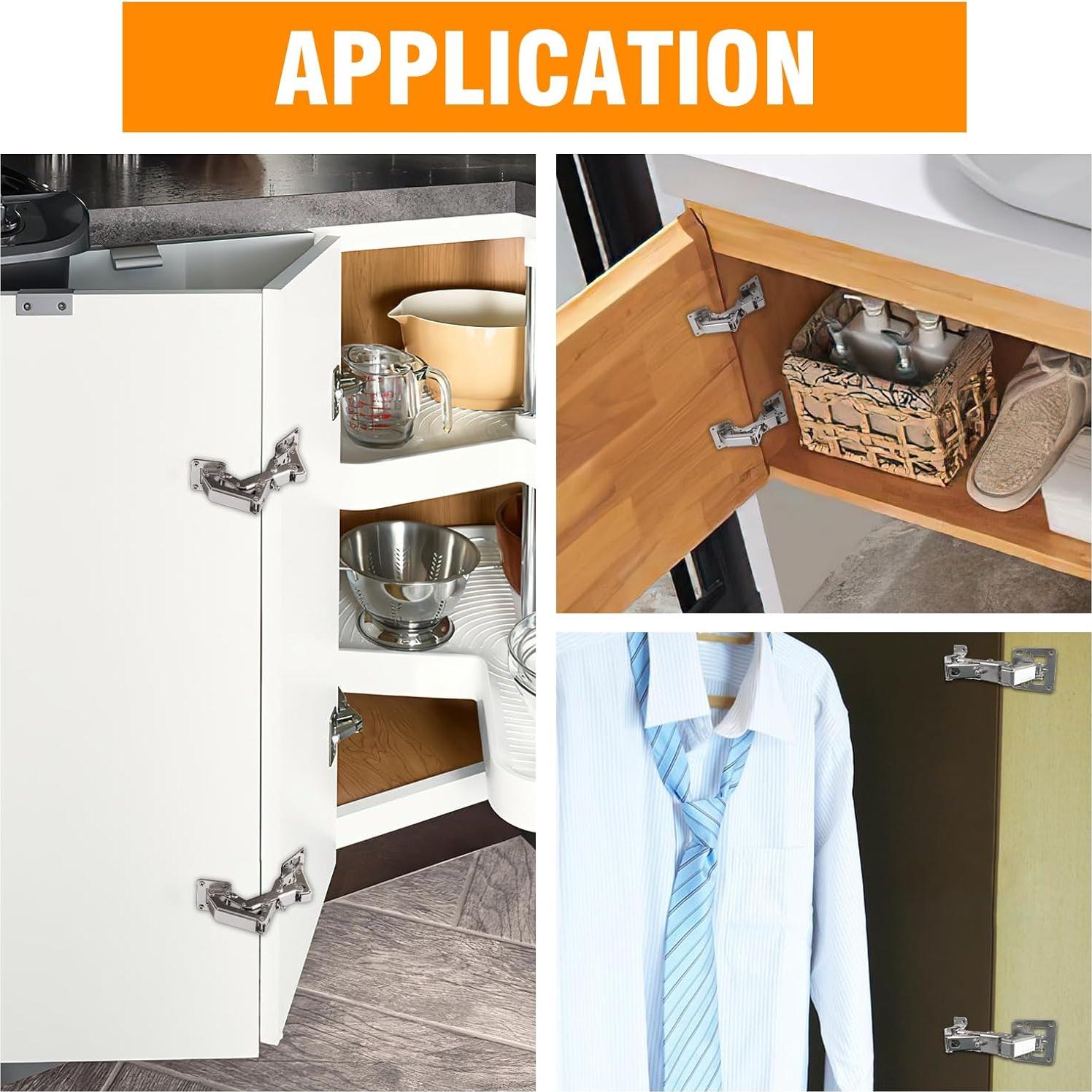 2 Bisagras de Puerta Ocultas 170° CAMBIO MOORE para Gabinete