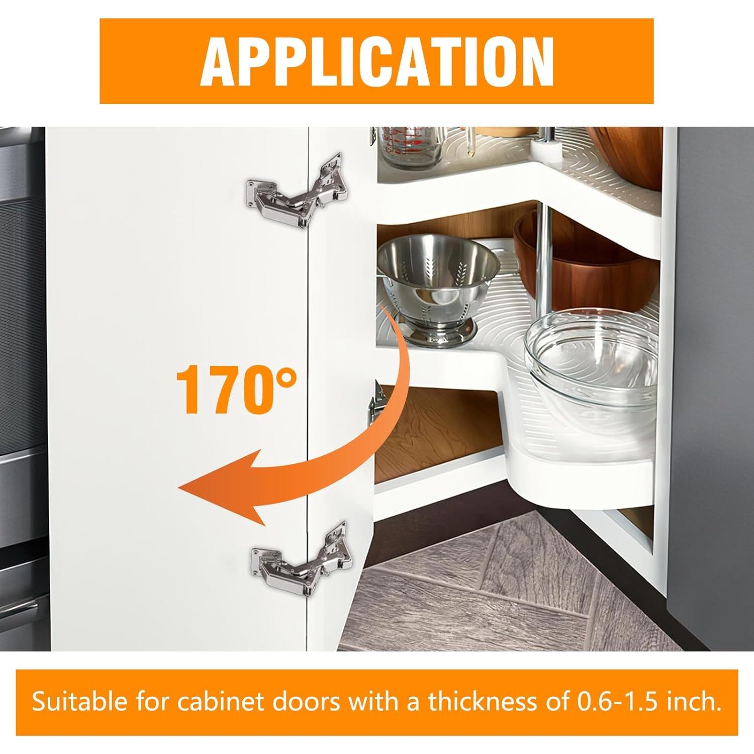 2 Bisagras de Puerta Ocultas 170° CAMBIO MOORE para Gabinete