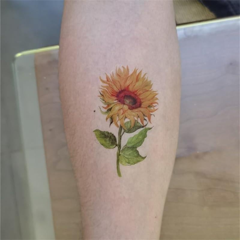 Calcomanías Tatuaje Temporal SanerLian Girasoles Acuarela 24 Unidades