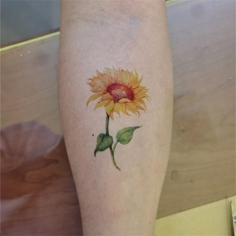 Calcomanías Tatuaje Temporal SanerLian Girasoles Acuarela 24 Unidades