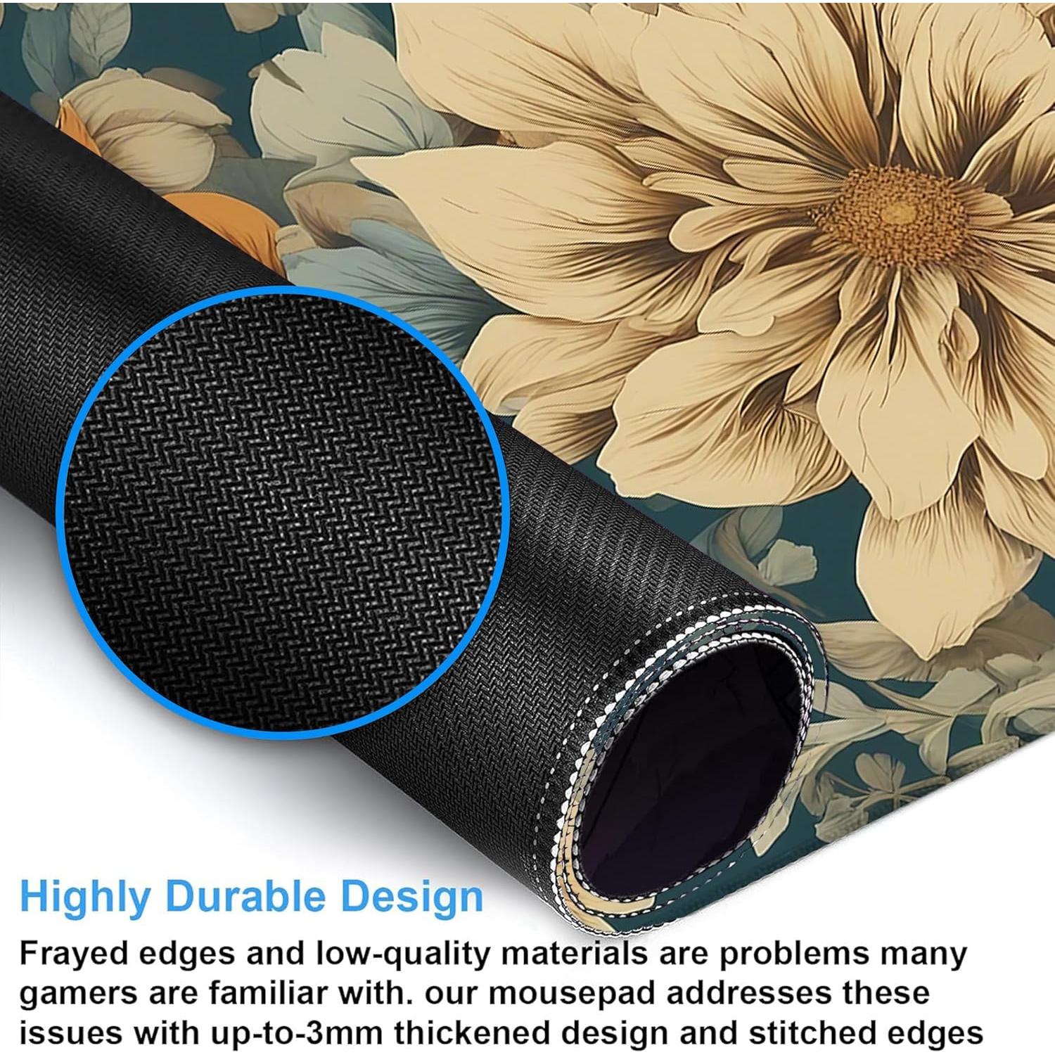 Alfombrilla de Escritorio JAJNKHLN XXL Vintage Flores 90x40cm