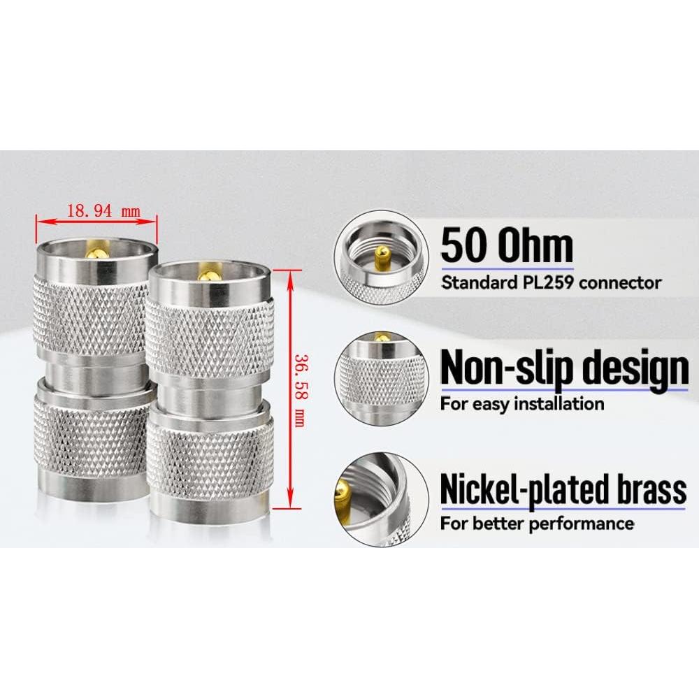 Adaptador Coaxial UHF PL259 Macho a Macho Superbat - Paquete de 2
