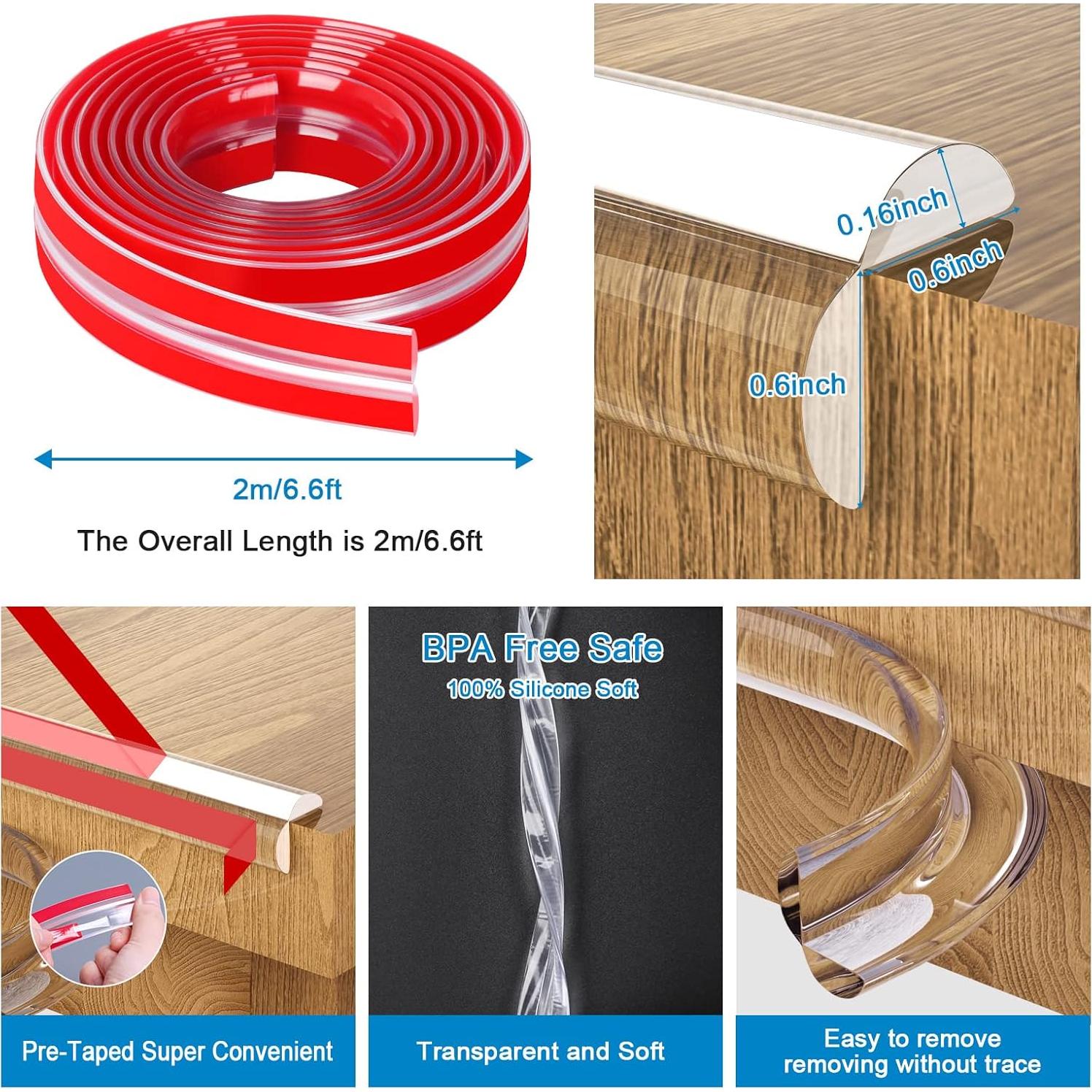 Protector de Bordes SHIISEWE 2.01m Silicona Transparente Bebés