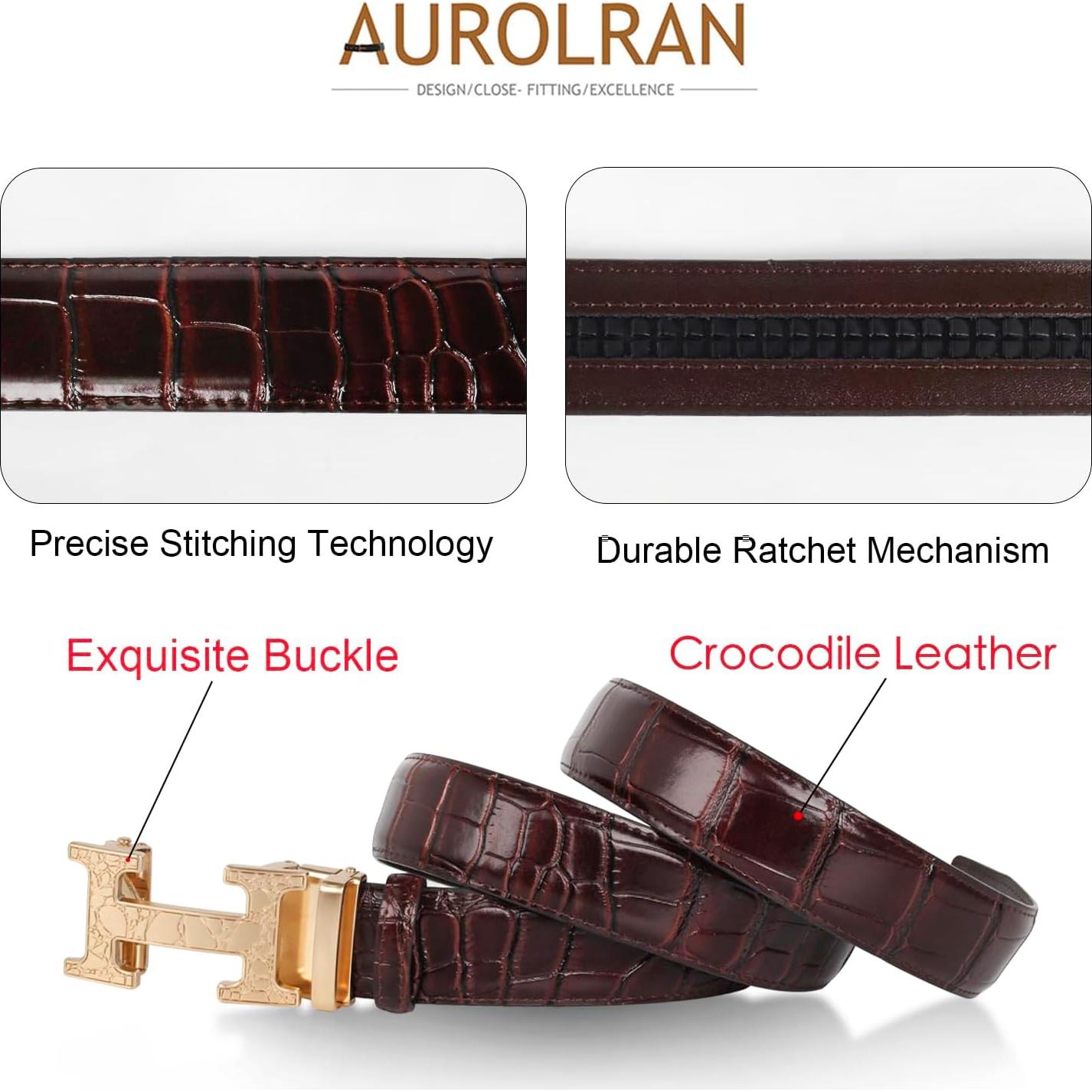 Cinturón de Cuero Unisex Aurolran Ajustable 109 cm Negro