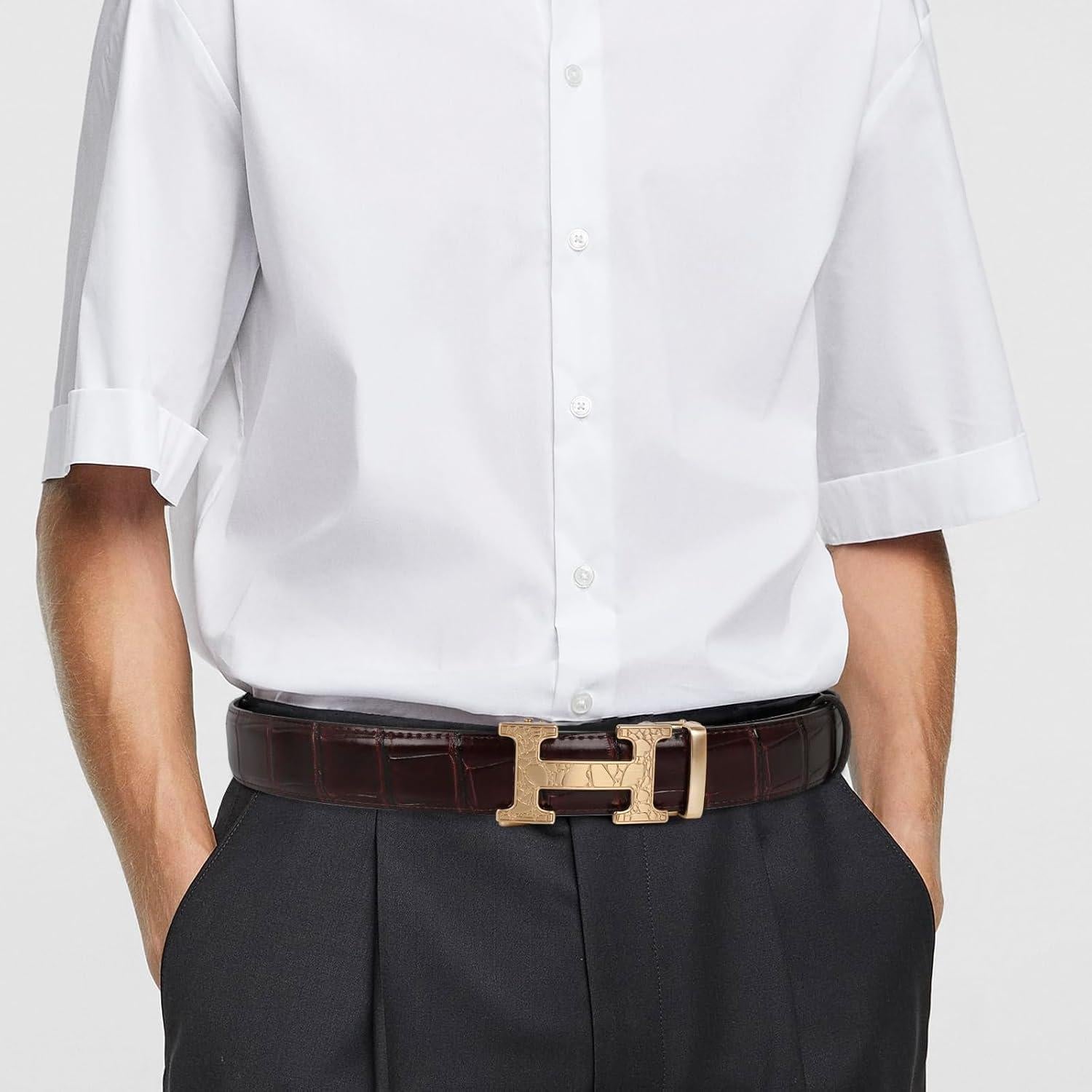 Cinturón de Cuero Unisex Aurolran Ajustable 109 cm Negro