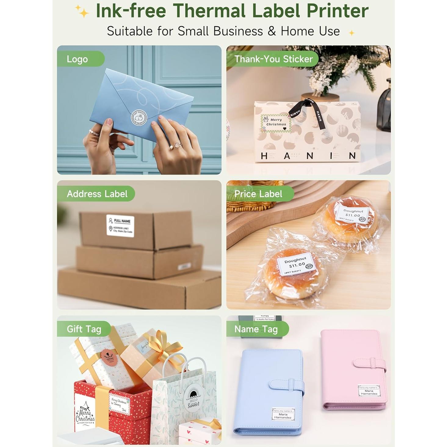 HPRT T260LR Label Maker: 2-Inch Bluetooth Thermal Printer, Portable Sticker Machine with Waterproof Tape for Address Labels, Barcodes, Home Organization, Office Supplies & Small Business