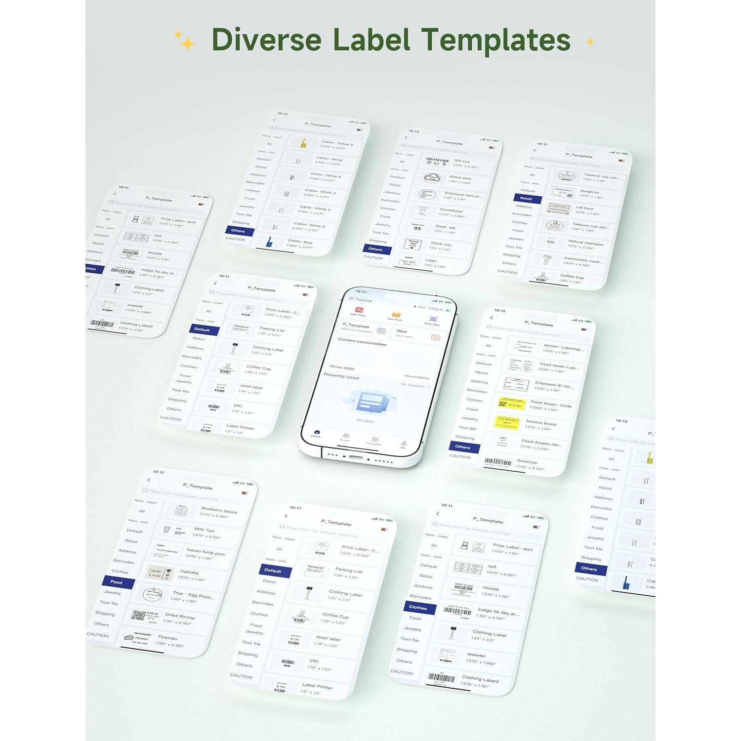 HPRT T260LR Label Maker: 2-Inch Bluetooth Thermal Printer, Portable Sticker Machine with Waterproof Tape for Address Labels, Barcodes, Home Organization, Office Supplies & Small Business