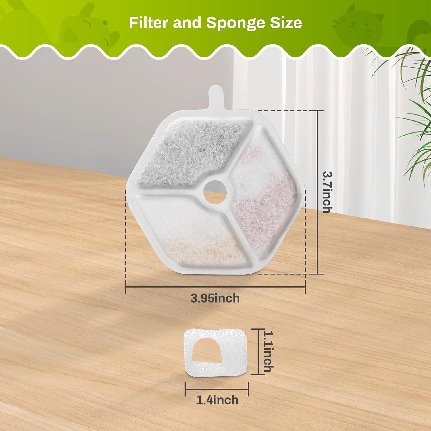 9 Filtros y Esponjas ZEKIRY para Fuente de Agua Gatos 4.5L