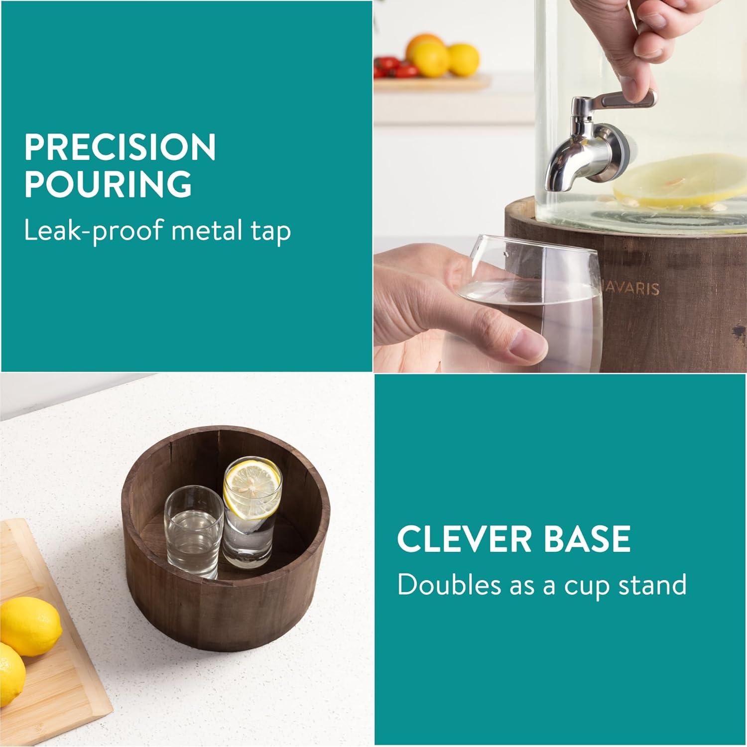 Dispensador de Bebidas de Vidrio Navaris 5.6L con Grifo de Acero