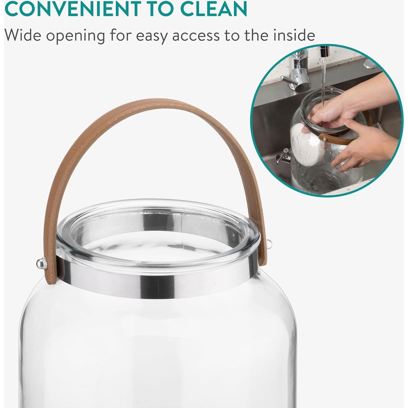 Dispensador de Bebidas de Vidrio Navaris 5.6L con Grifo de Acero