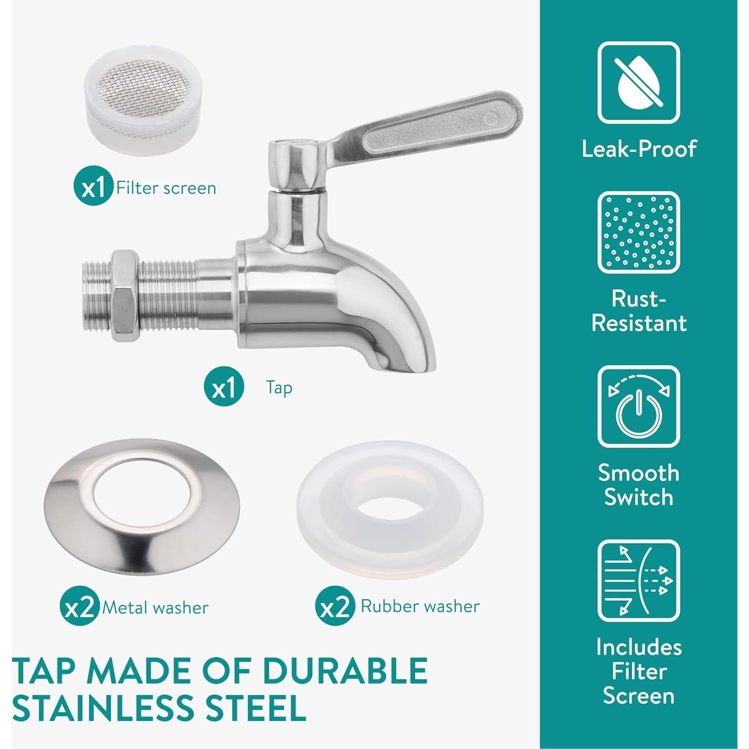 Dispensador de Bebidas de Vidrio Navaris 5.6L con Grifo de Acero