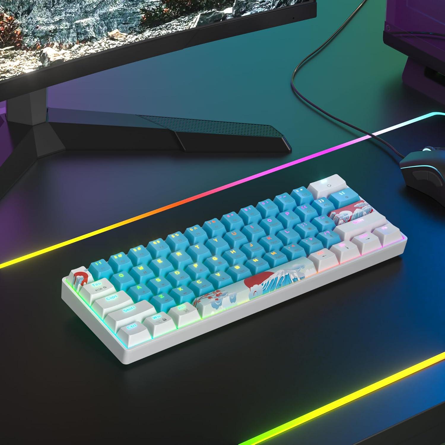 Teclado Mecánico Compacto 60% SbocKeeb RGB Azul 61 Teclas