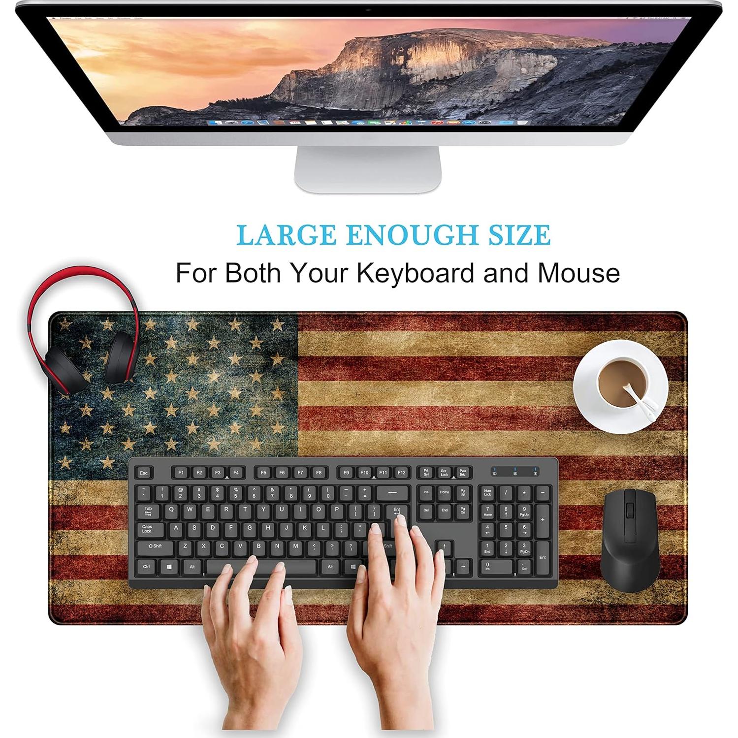 Alfombrilla de Escritorio DSKGSJH XXL con Banderas Americanas