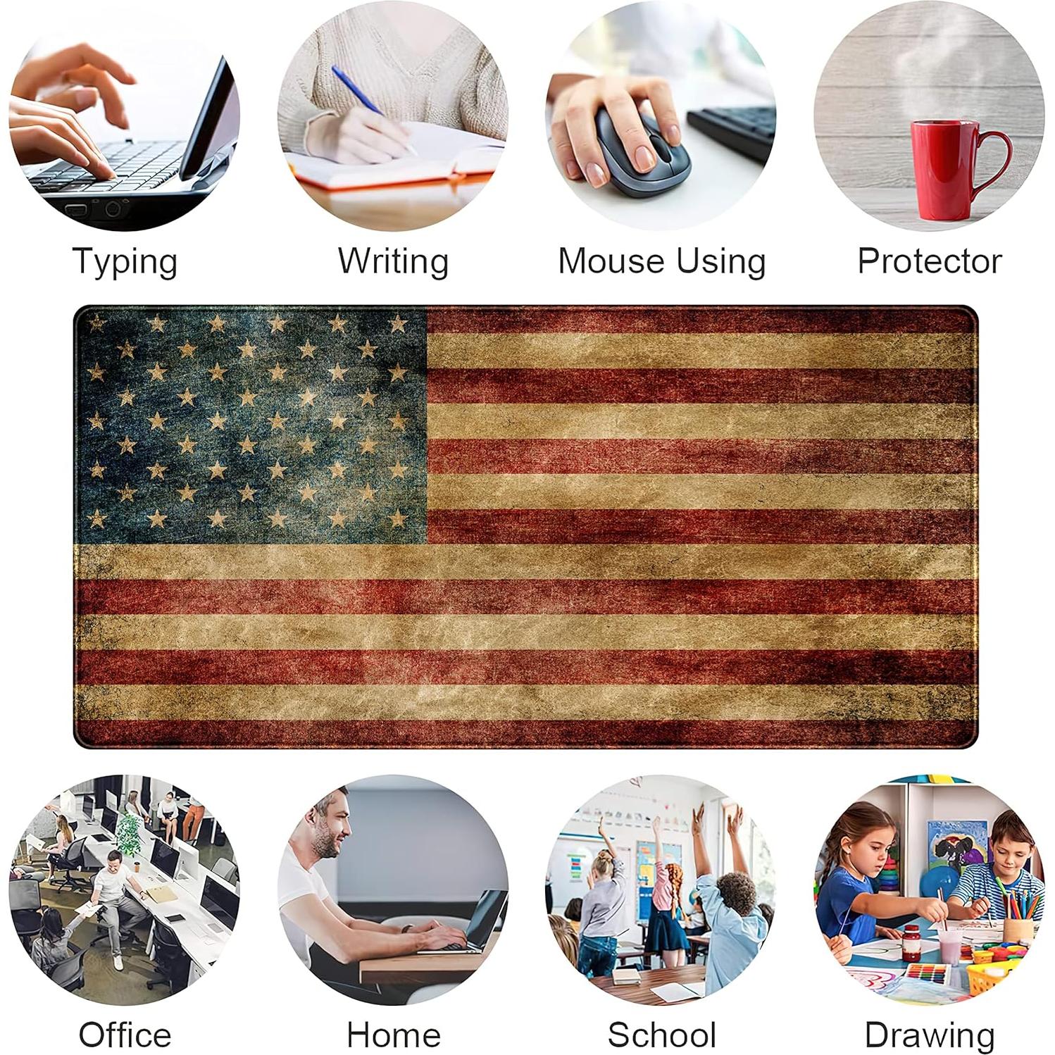 Alfombrilla de Escritorio DSKGSJH XXL con Banderas Americanas