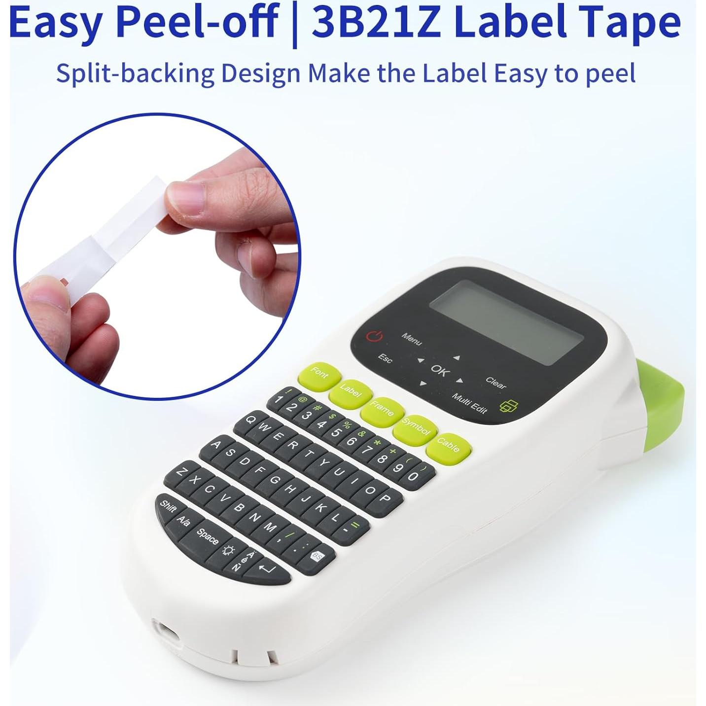 Cinta de Etiquetas Laminada VolenGo 12mm Negro sobre Blanco - 2 Paquetes