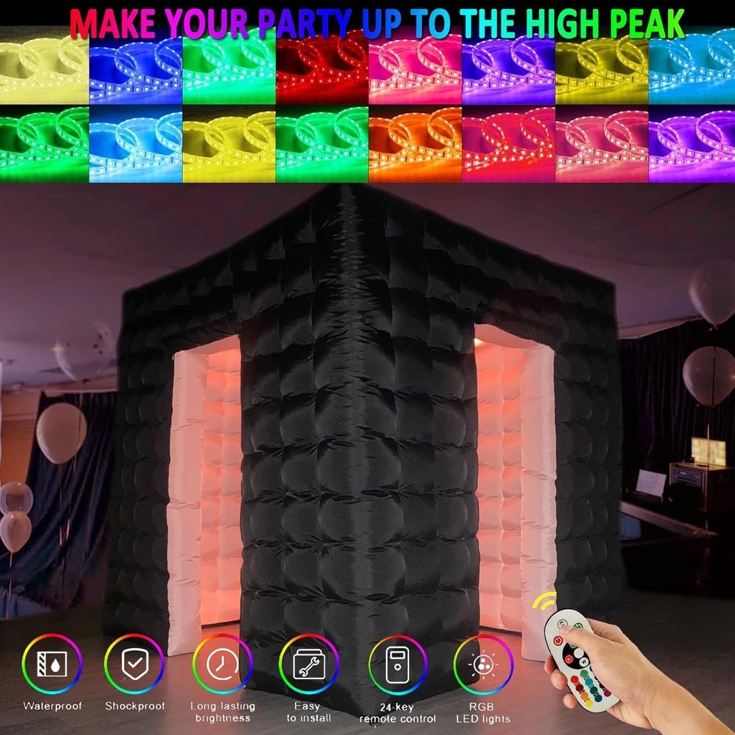 Cabina de Fotos Inflable CZGBRO 2.5x2.5m con LED 16 Colores