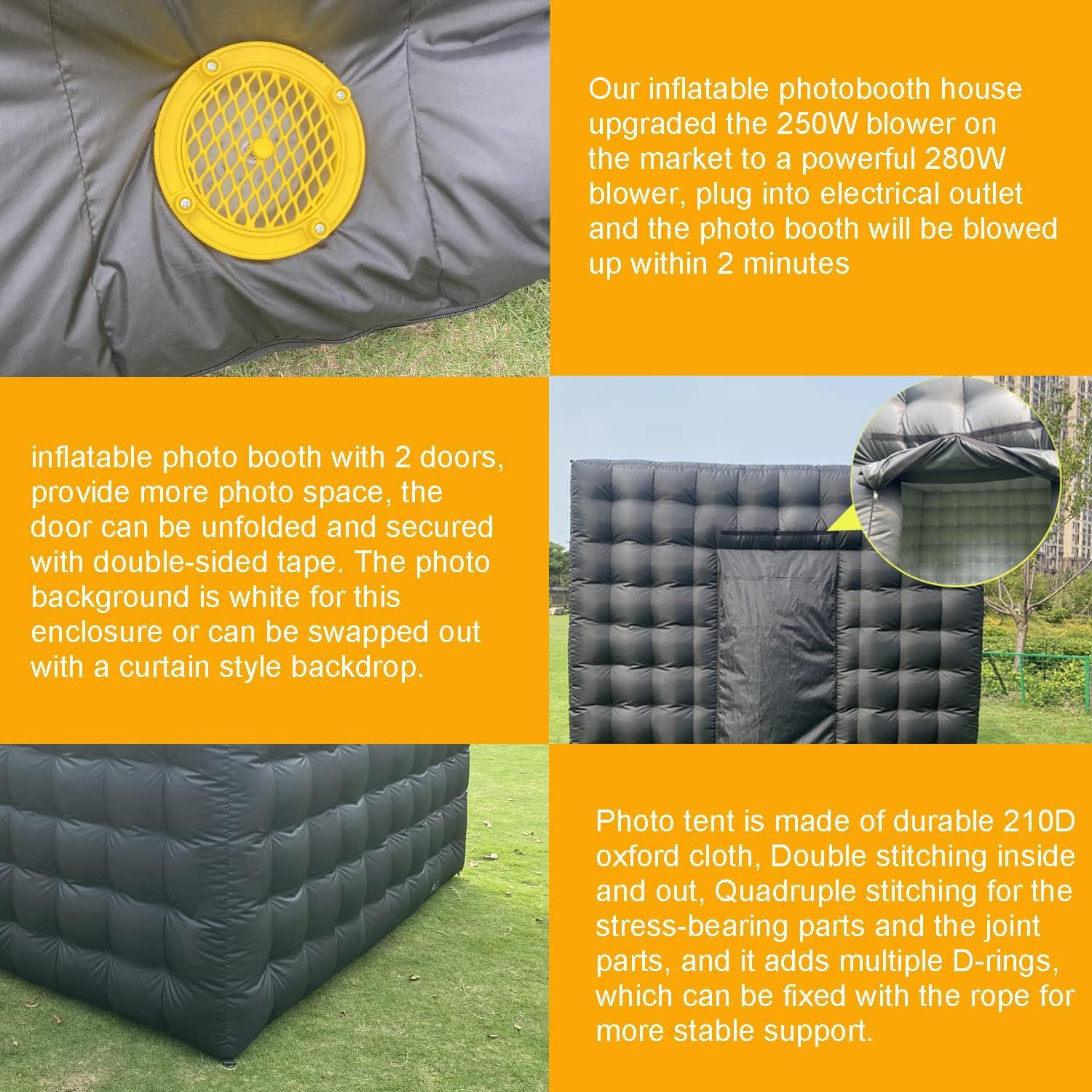 Cabina de Fotos Inflable CZGBRO 2.5x2.5m con LED 16 Colores