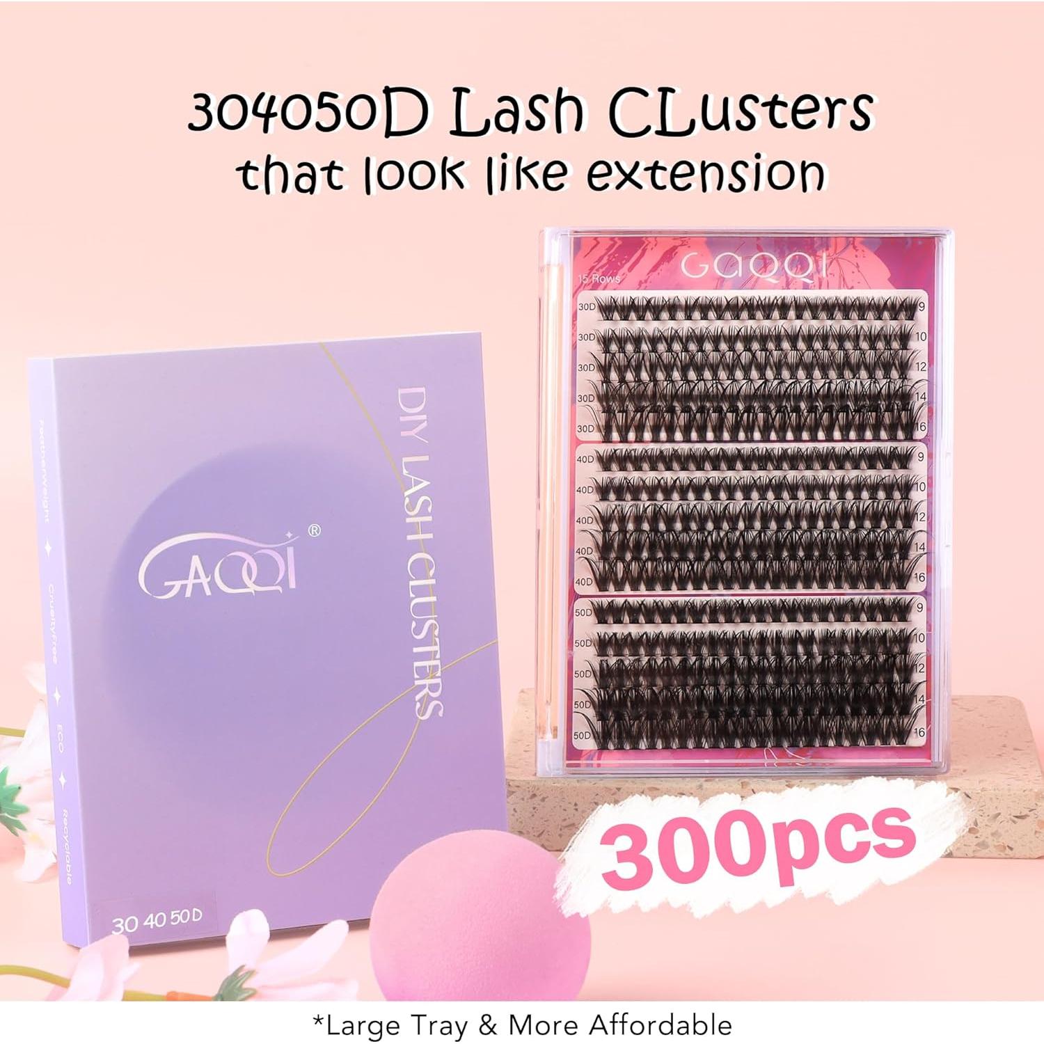 Grupos de Pestañas GAQQI 300Pcs 9-16mm D Curl DIY