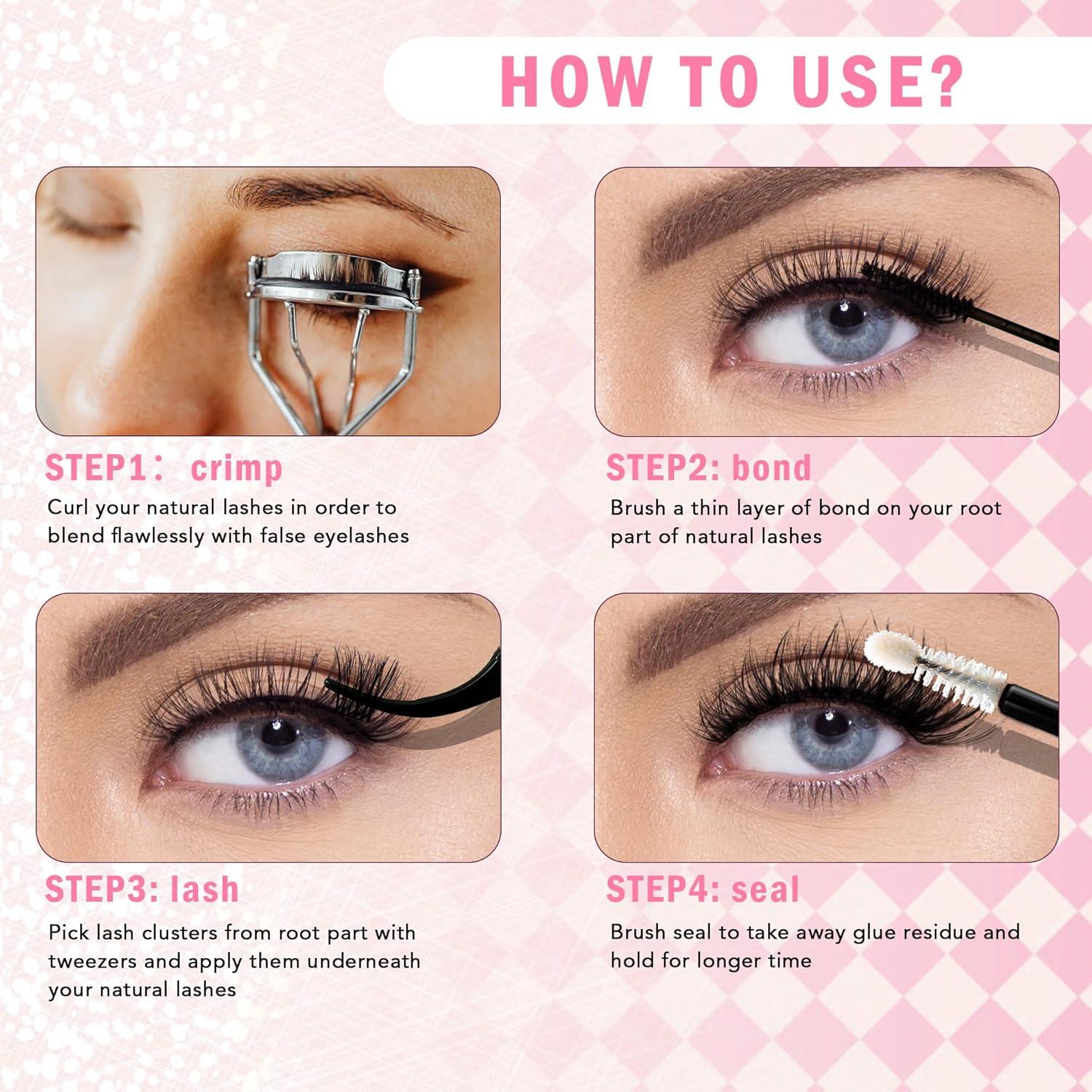 Grupos de Pestañas GAQQI 300Pcs 9-16mm D Curl DIY