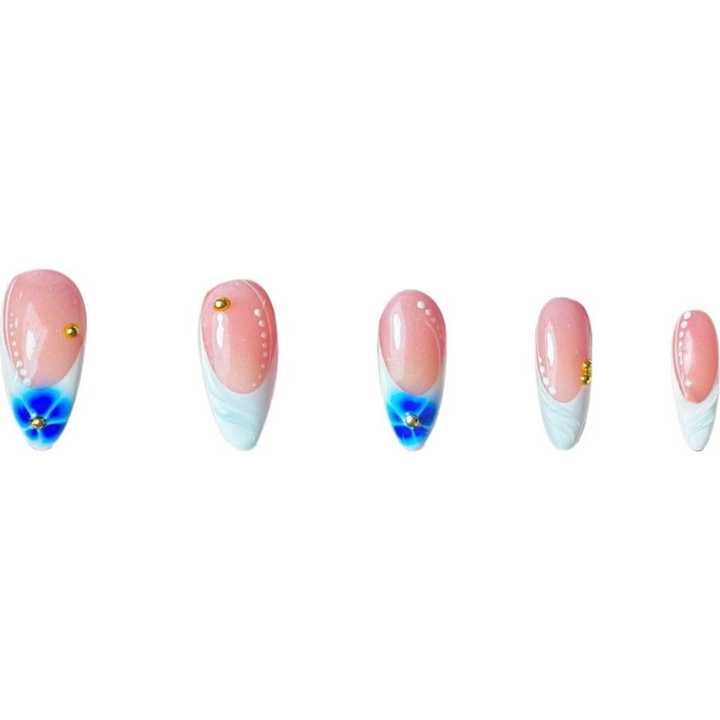 Uñas Postizas Cortas Almendras Francesas XMMXNBJ 24 Pcs