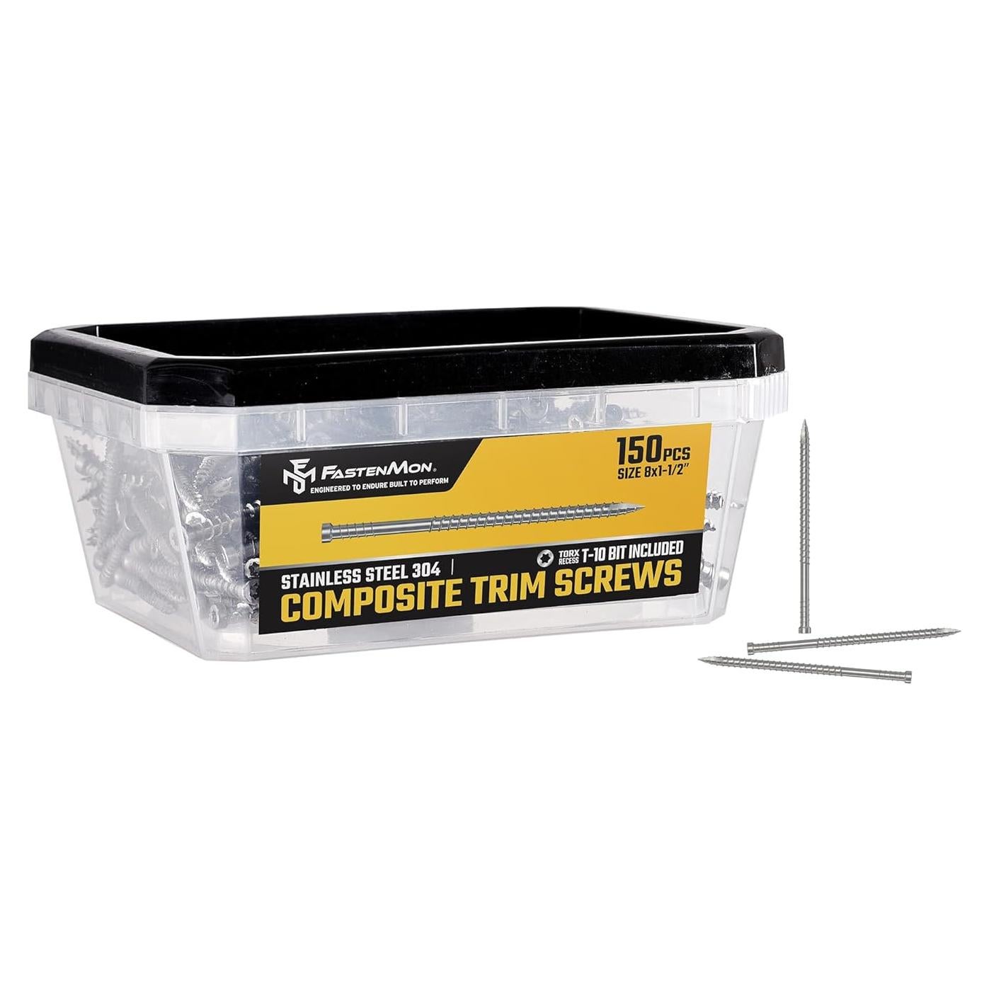 Tornillos de Acabado Oculto FastenMon 304 T-10 150pcs 3.81cm