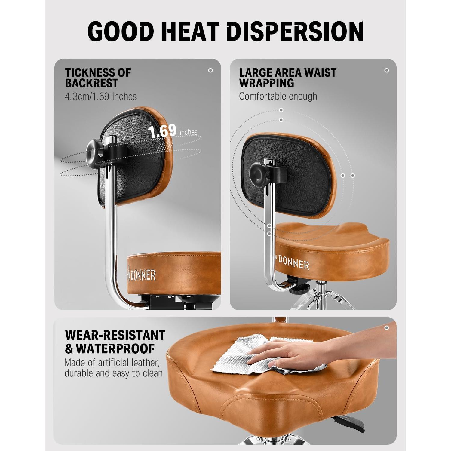 Silla de Tambor Donner EC6748 Ajustable con Respaldo Marrón