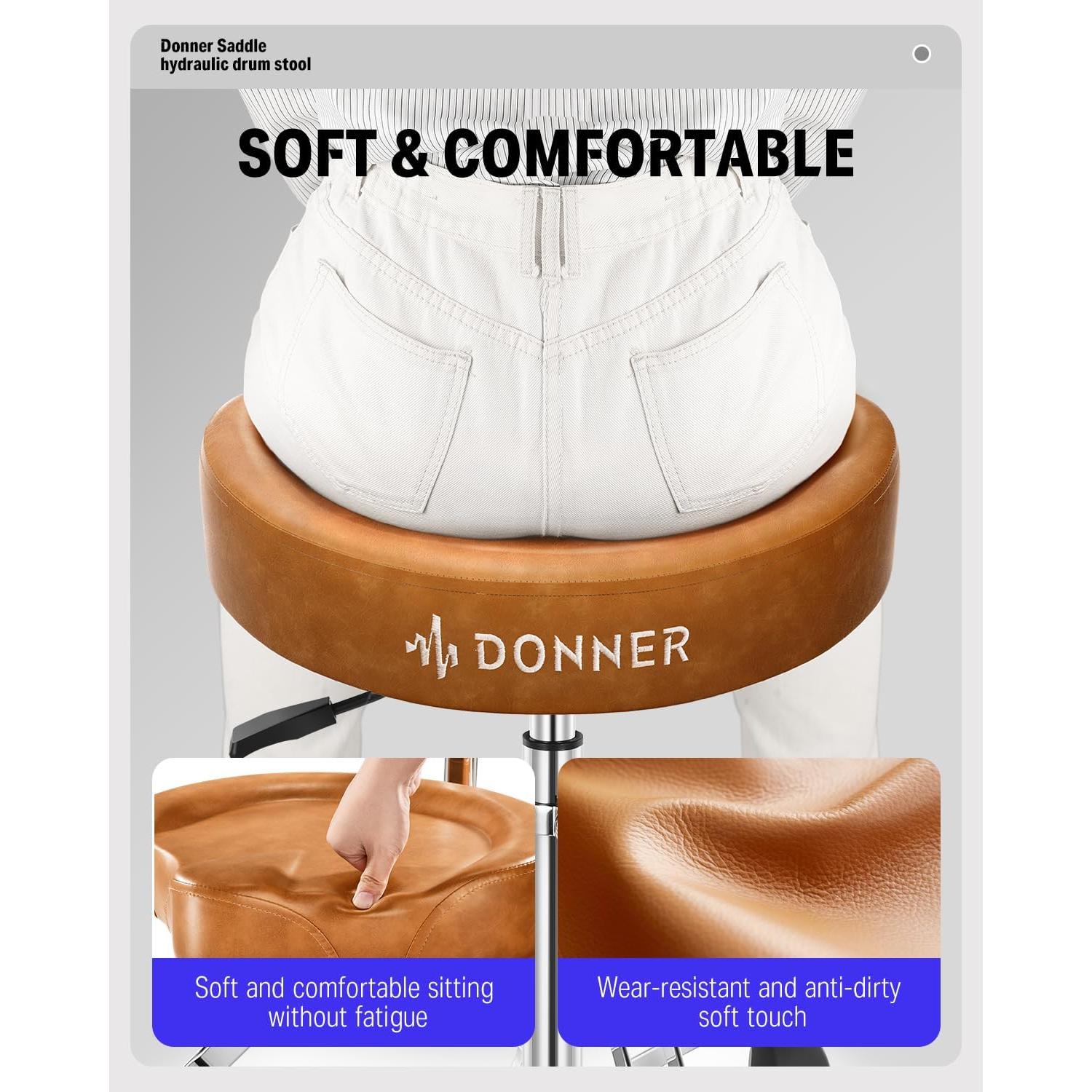 Silla de Tambor Donner EC6748 Ajustable con Respaldo Marrón