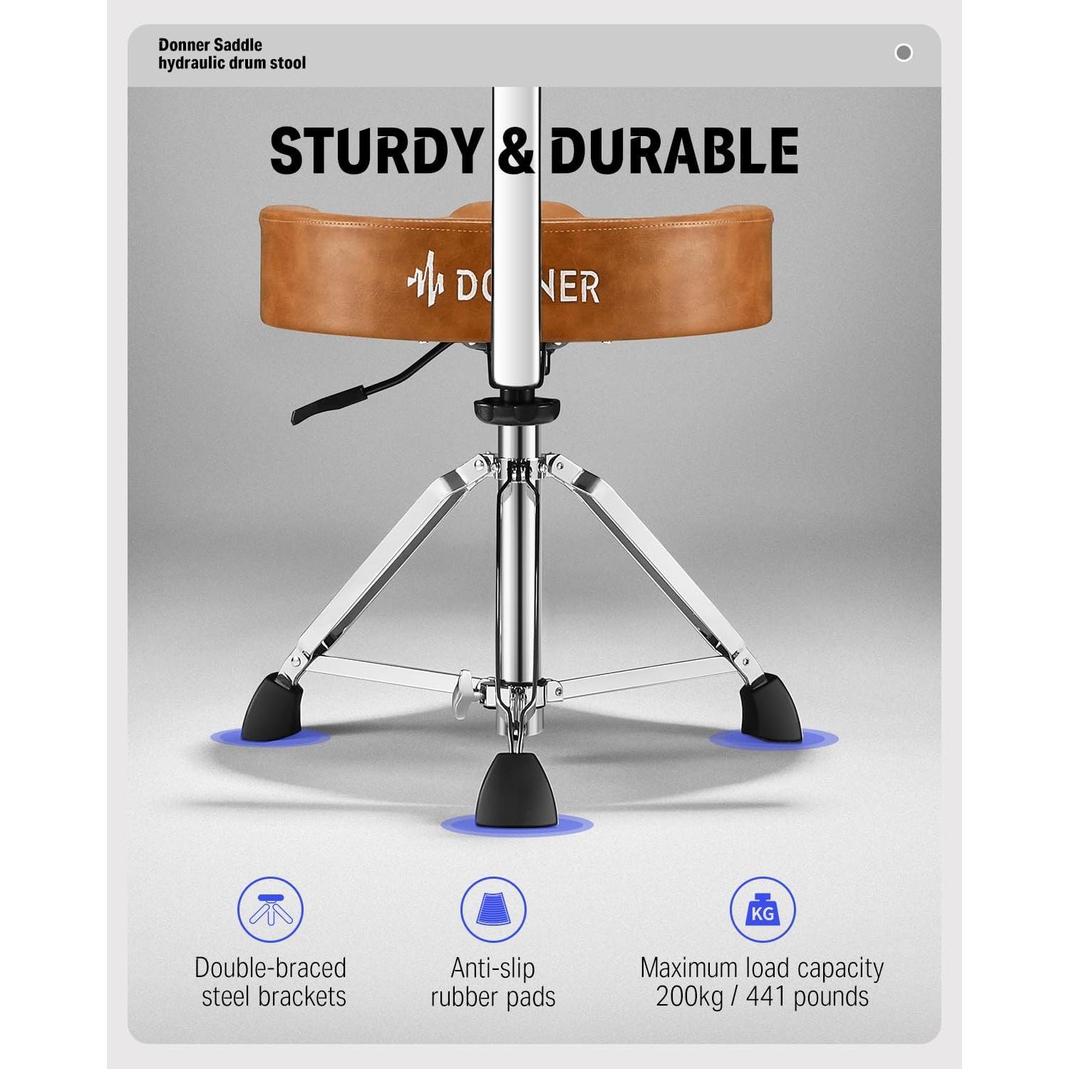 Silla de Tambor Donner EC6748 Ajustable con Respaldo Marrón