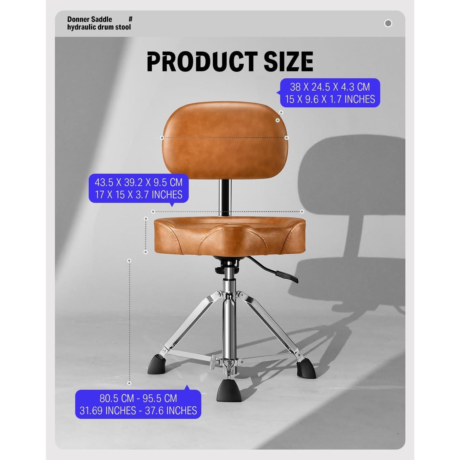 Silla de Tambor Donner EC6748 Ajustable con Respaldo Marrón