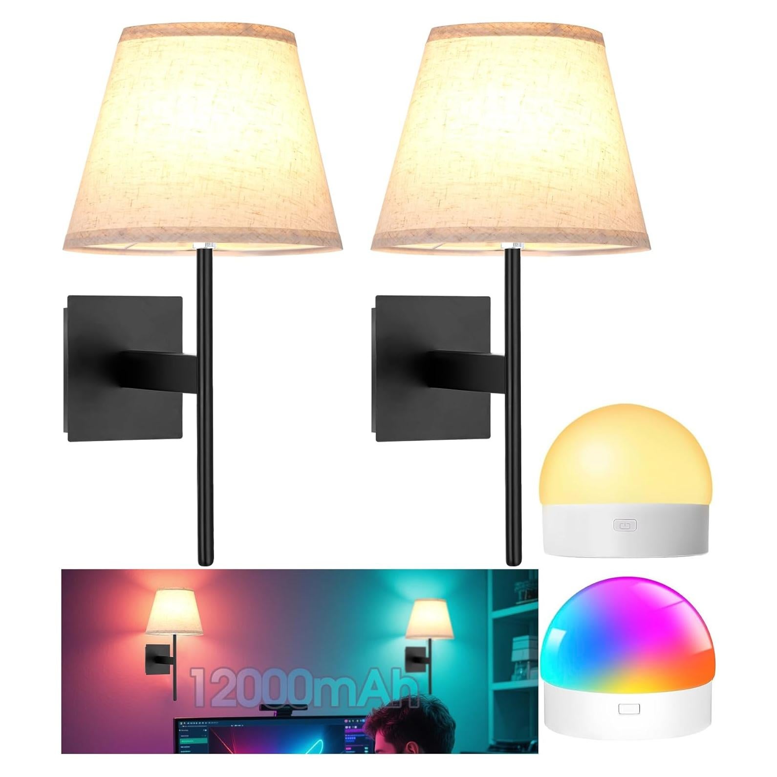 Juego de Apliques de Pared Recargables MOONTIP 12000mAh RGB