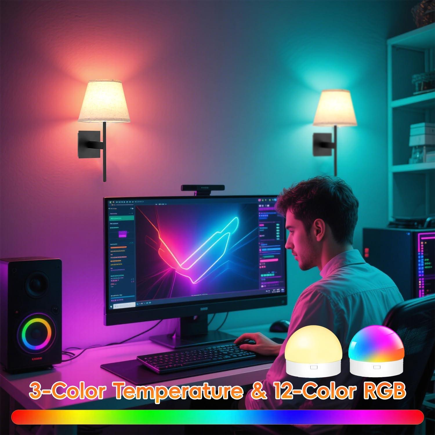 Juego de Apliques de Pared Recargables MOONTIP 12000mAh RGB