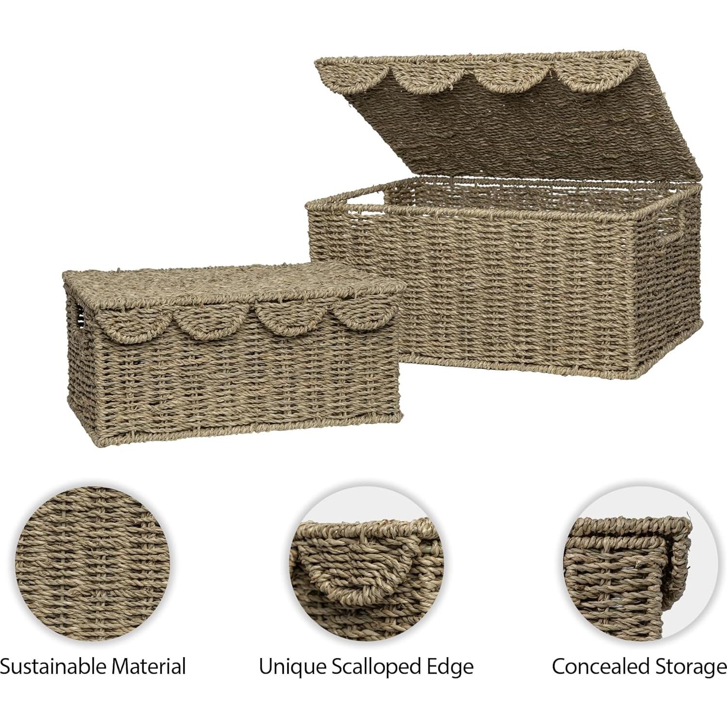 Cesta de Almacenamiento StorageWorks de Mimbre con Tapa 33x24x15cm