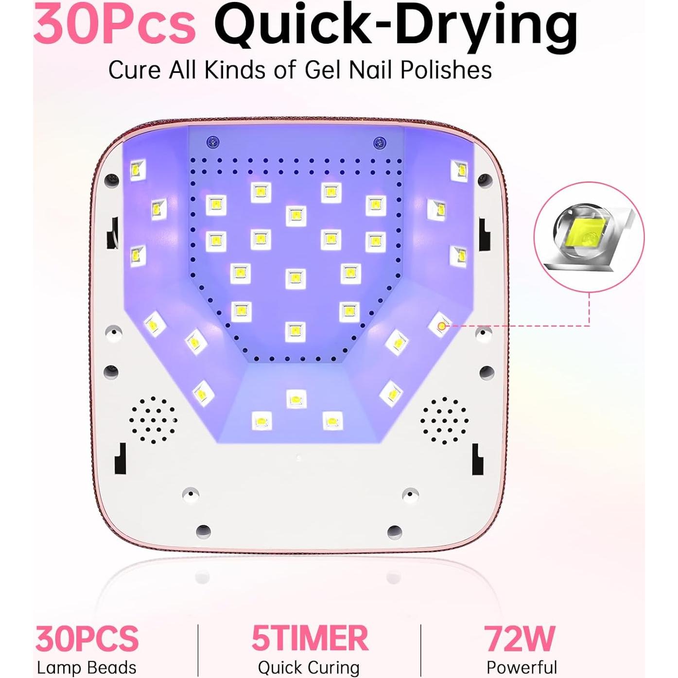 Lámpara de Uñas LED UV 72W CHRISTINE SHELLY Rosa Inalámbrica