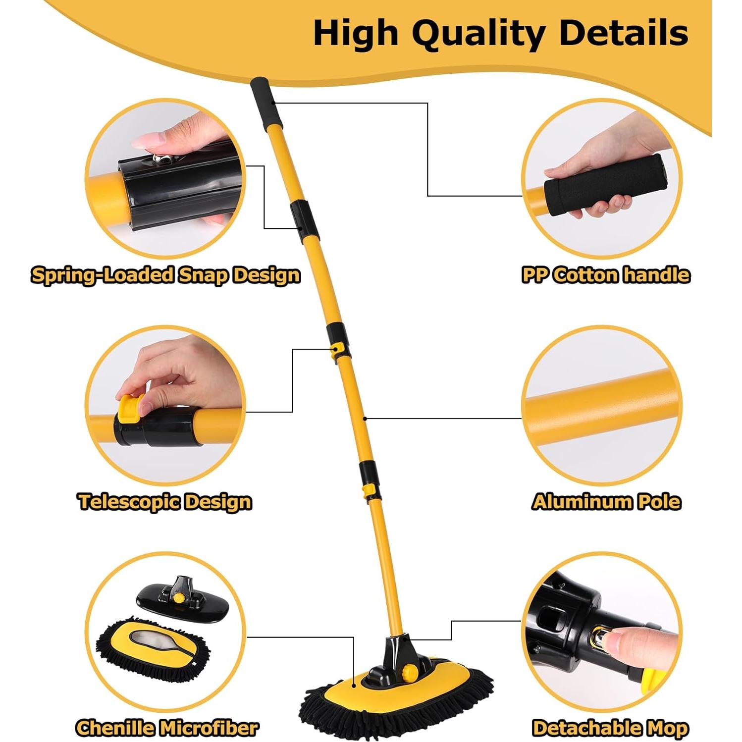 Kit de Cepillo de Lavado de Autos Anngrowy 56.7" Microfibra