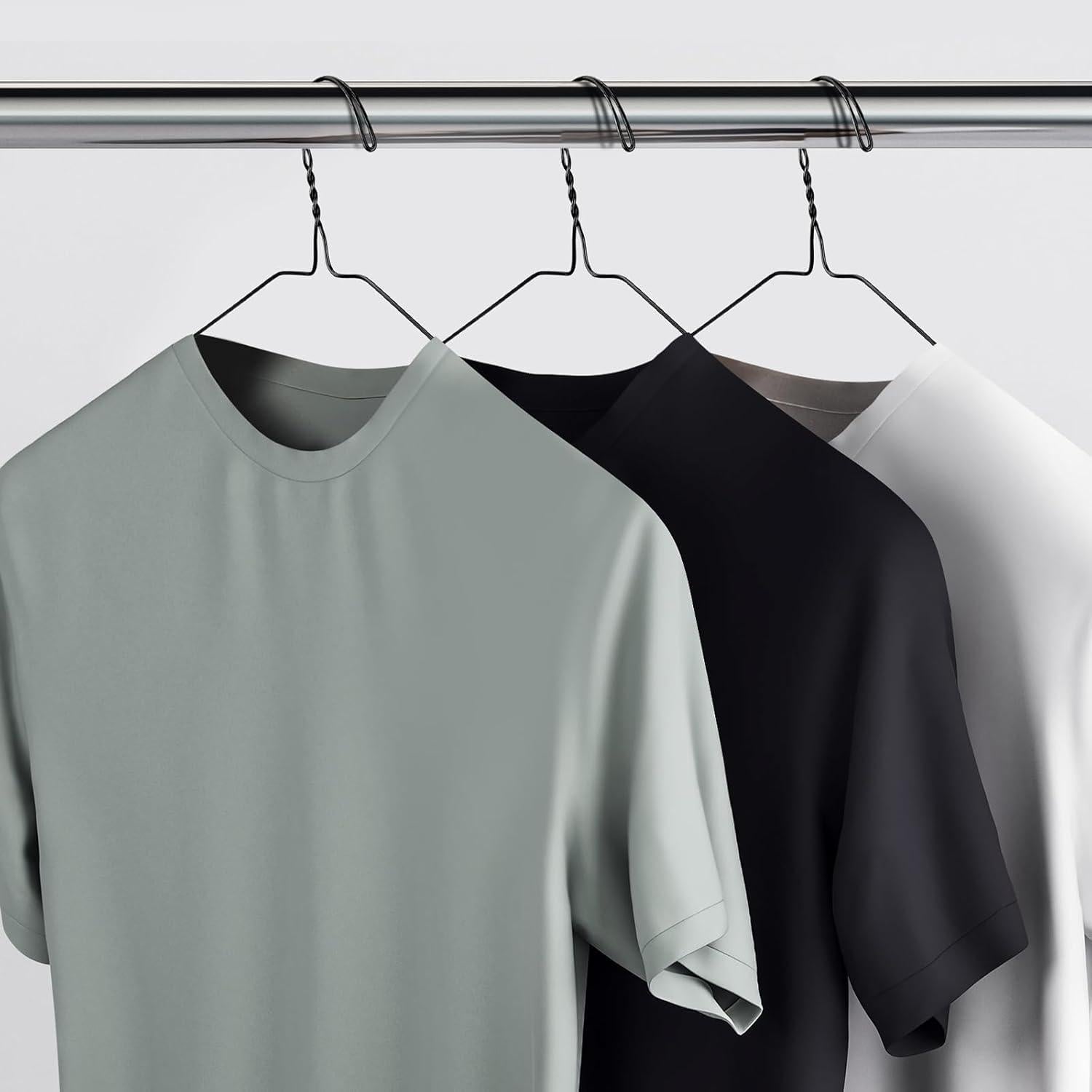 50 Perchas de Alambre Yuntau 40.64 cm para Ropa Negra