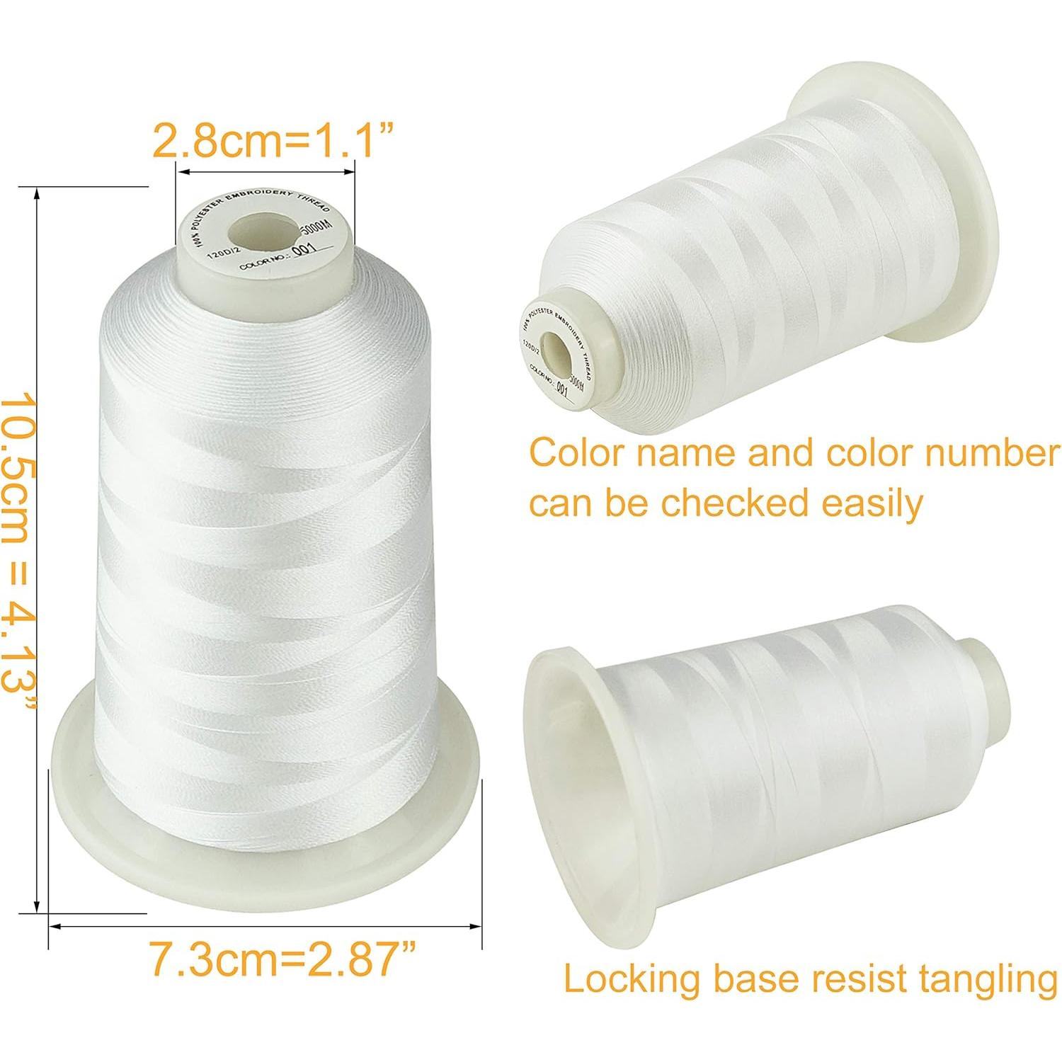 Hilo de Bordado Simthread 100% Poliester 2 Bobinas Blancas y Negras