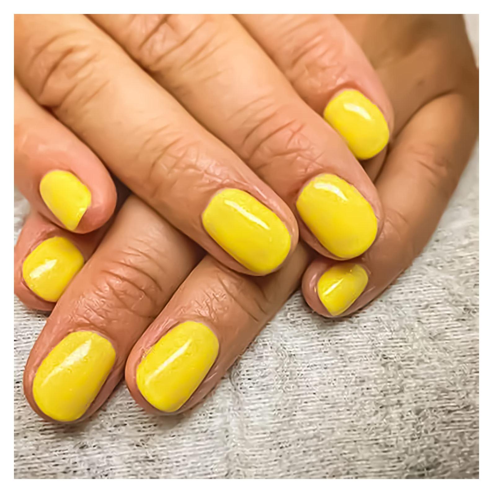 24 Uñas Postizas Cuadradas RIIICFDD Acrílicas Nude Amarillas