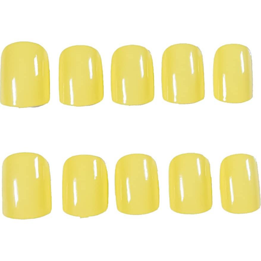 24 Uñas Postizas Cuadradas RIIICFDD Acrílicas Nude Amarillas