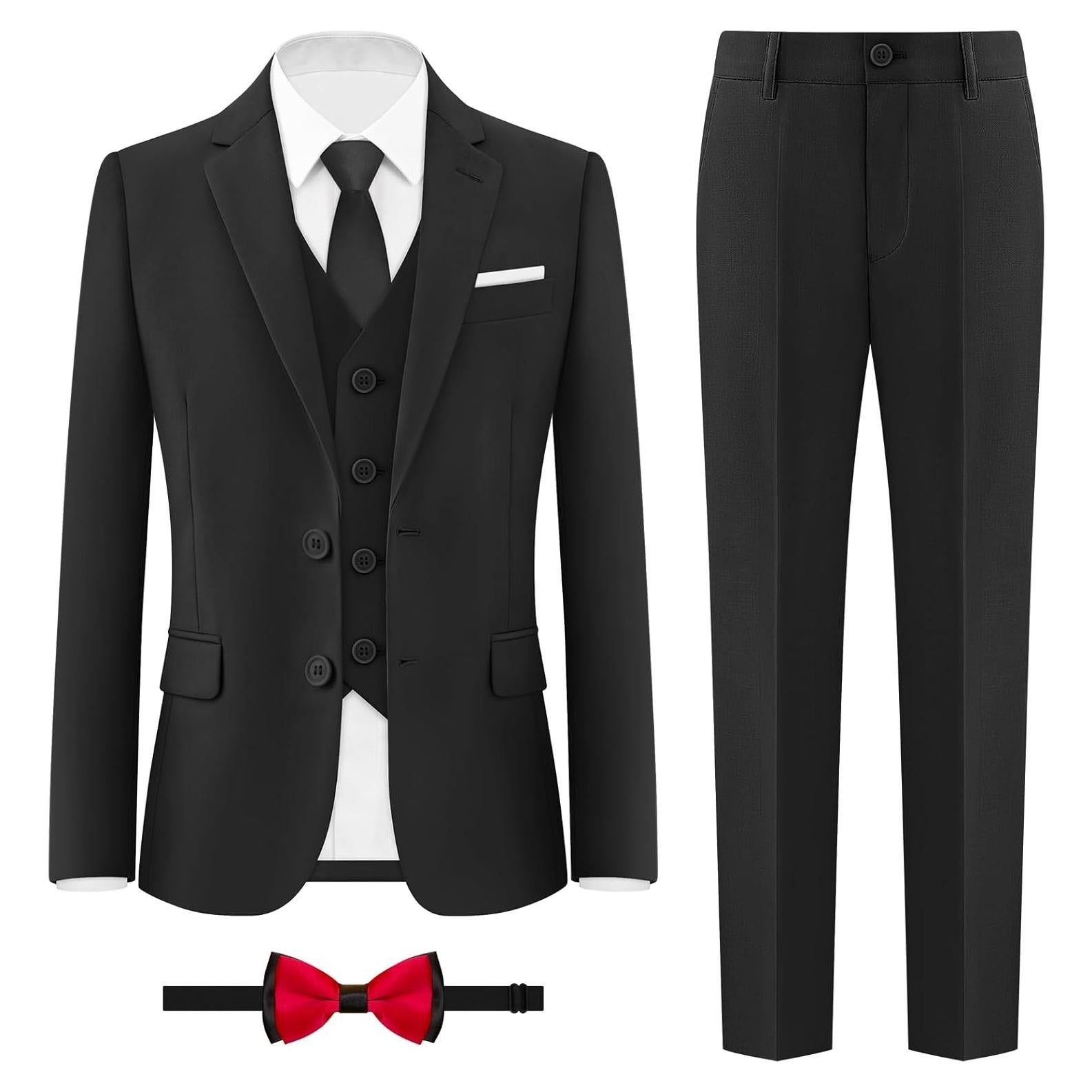 Traje Slim Fit para Niños ELPA 5 Piezas Color Negro