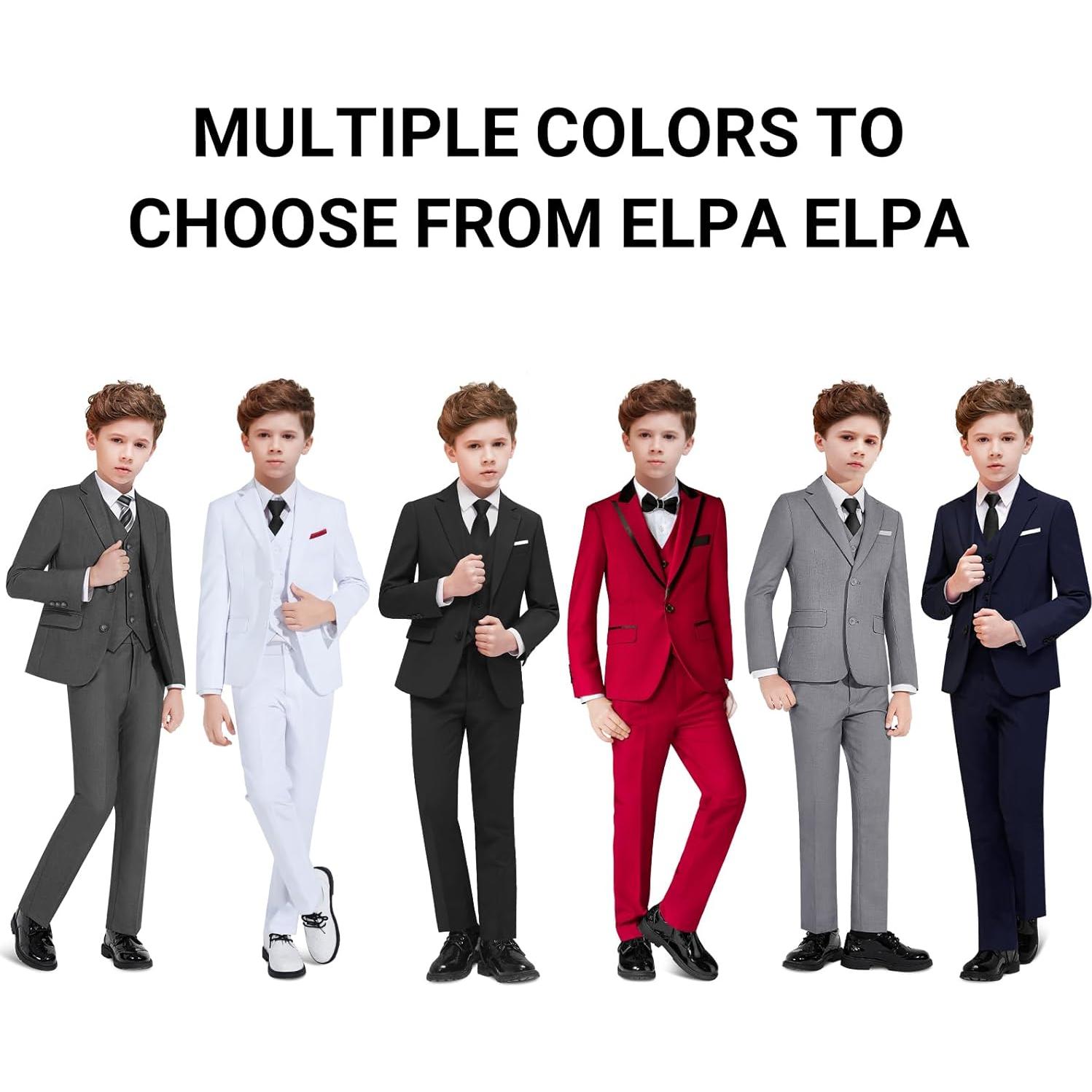 Traje Slim Fit para Niños ELPA 5 Piezas Color Negro