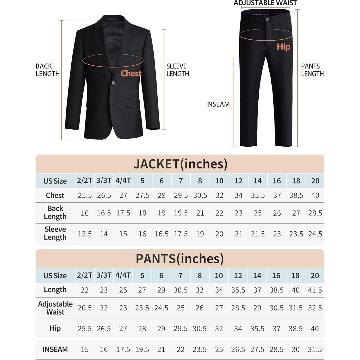 Traje Slim Fit para Niños ELPA 5 Piezas Color Negro