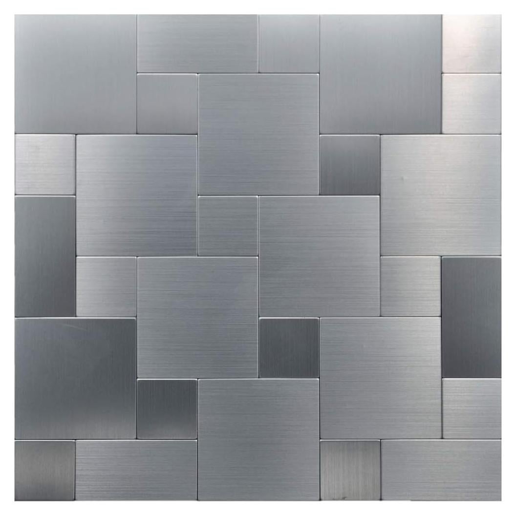 Azulejos de Metal Art3d Pelar y Pegar 10 Piezas Plata Cepillada