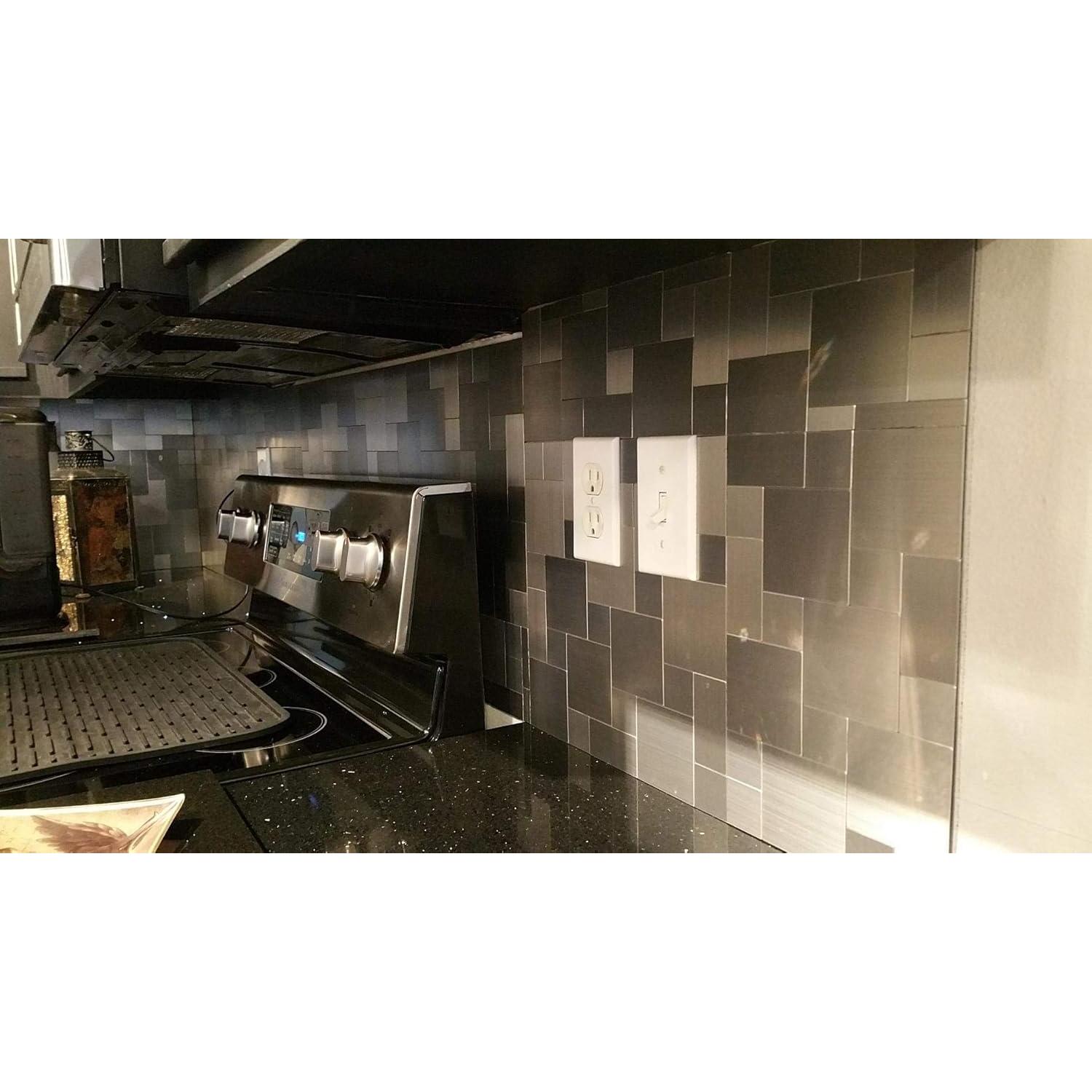 Azulejos de Metal Art3d Pelar y Pegar 10 Piezas Plata Cepillada