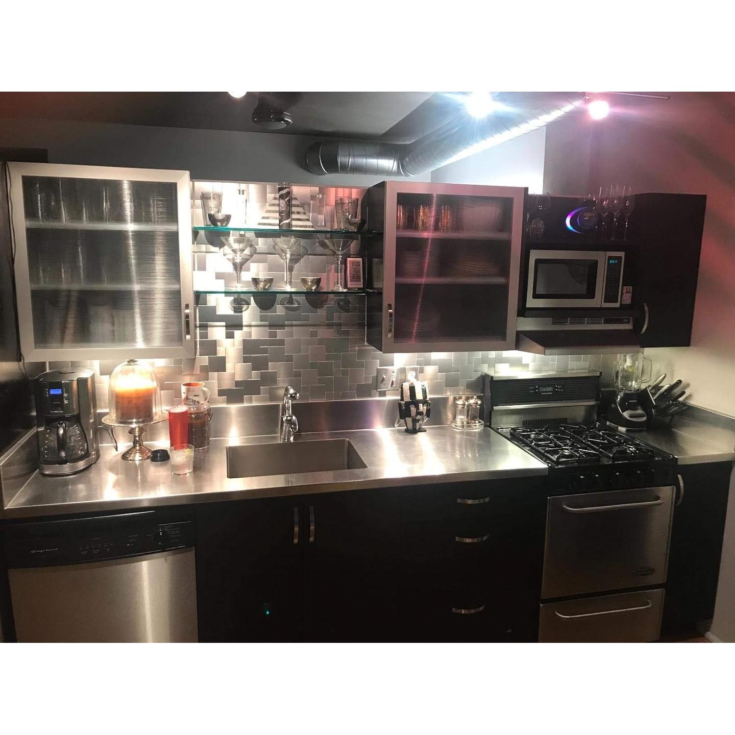 Azulejos de Metal Art3d Pelar y Pegar 10 Piezas Plata Cepillada