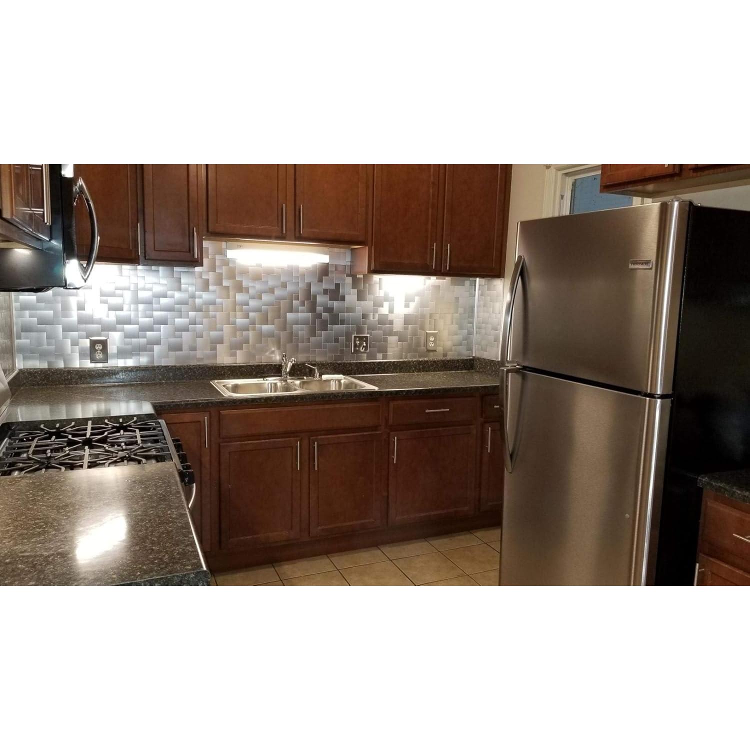 Azulejos de Metal Art3d Pelar y Pegar 10 Piezas Plata Cepillada