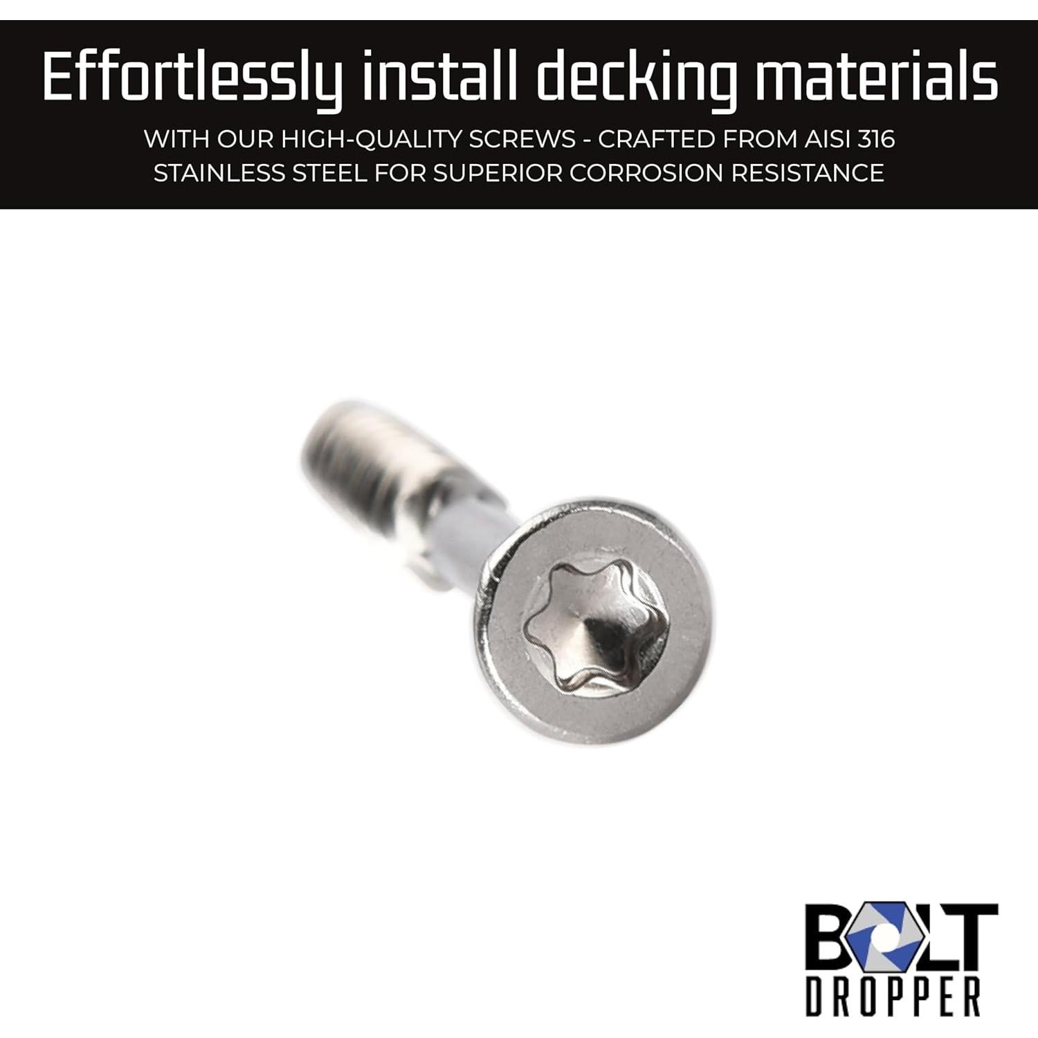 Tornillos para Deck Bolt Dropper Acero Inoxidable 6.35 cm - 350 Pzas