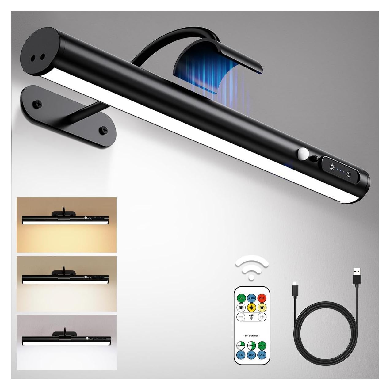 Aplique de Pared Inalámbrico Hapfish con Sensor de Movimiento - Negro