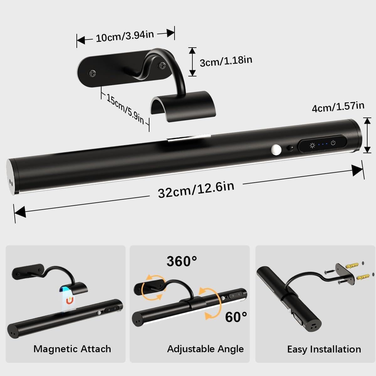 Aplique de Pared Inalámbrico Hapfish con Sensor de Movimiento - Negro