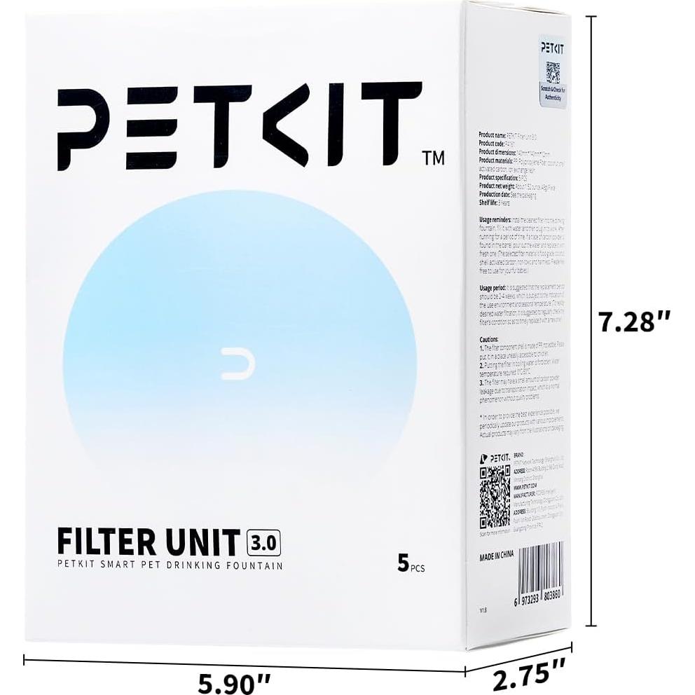 Filtros de Reemplazo PETKIT 3.0 para Fuentes de Agua (5 pcs)